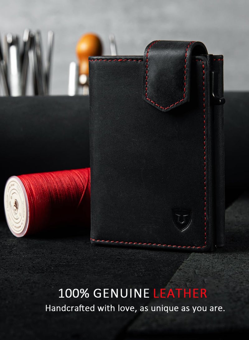 LORZOR Men's Card Case with Magnetic Closure and Slim Wallet with Coin Compartment RFID Protection for 10 Cards - Image 4